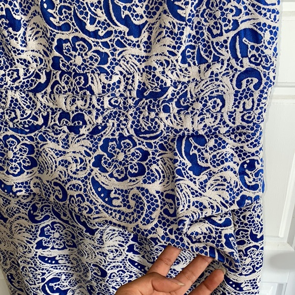 Antonio Melani Blue and White Crochet Lined Dress - Picture 4 of 8